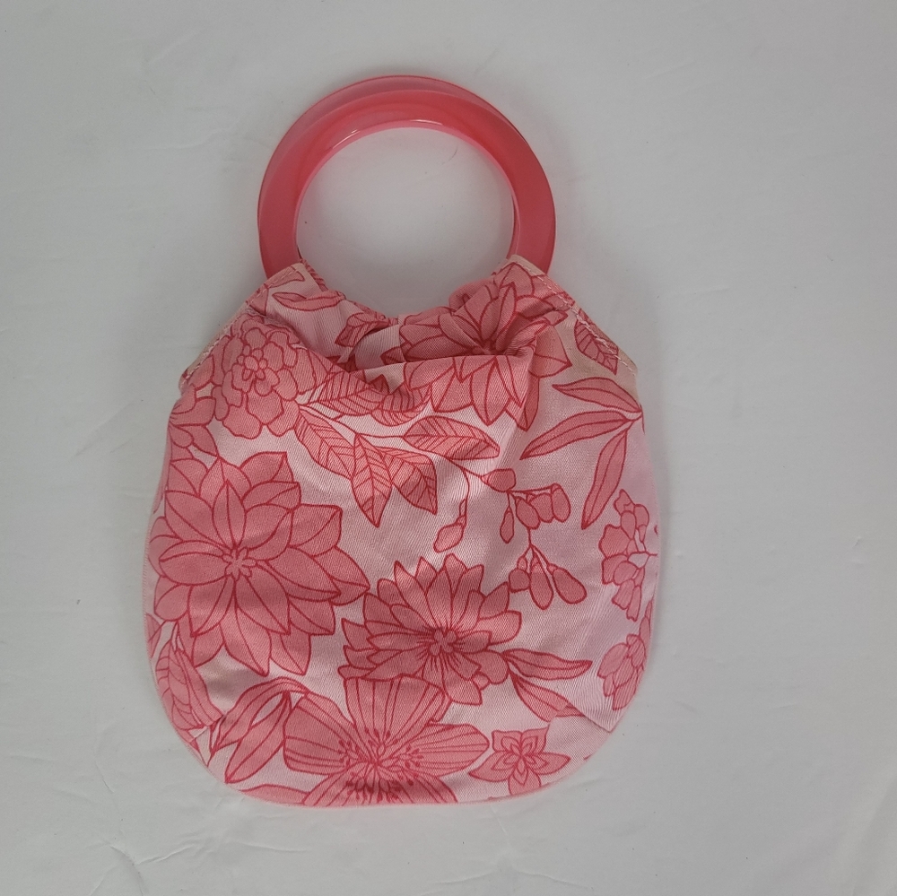 Vintage Y2K Mini Purse Pink Floral Clear Handles Gap